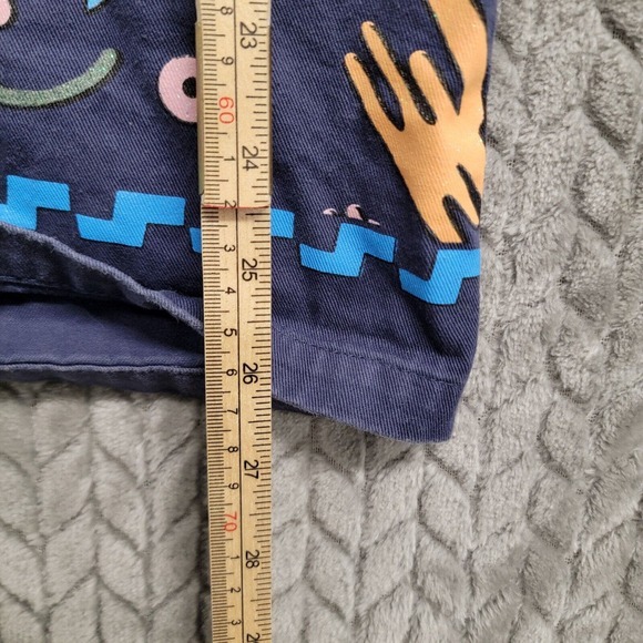 Teddy Fresh Shirt Mens Medium Short Sleeve Button Up Denim 90s Geometric Cotton - Picture 5 of 9